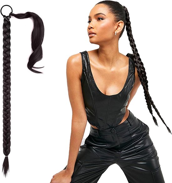 80 cm haarverlenging staartpruik voor vrouwen, natuurlijke vlecht nepharen, clip eenvoudige extensie vlechten geschikt voor dagelijks gebruik en speciale gelegenheden (zwart) 80 cm haarverlenging staartpruik voor vrouwen, natuurlijke vlecht nepharen, clip eenvoudige extensie vlechten geschikt voor dagelijks gebruik en speciale gelegenheden (zwart)