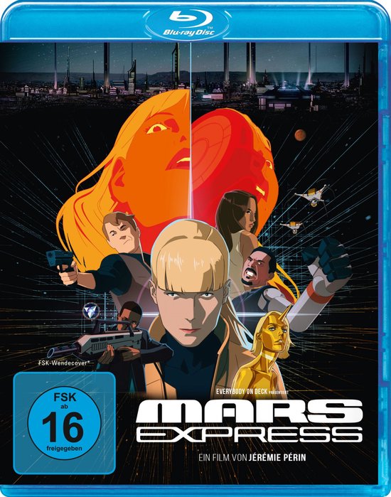 Blu-ray hoes met animatie van een team van avonturiers die zich voorbereiden op een missie op Mars.
