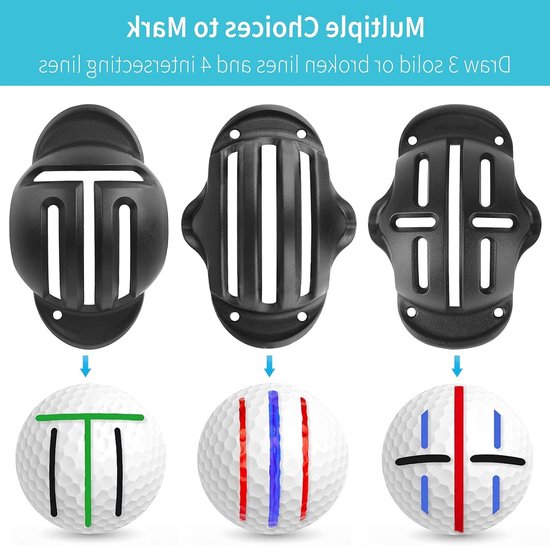 Golfbal Liner Template Set met 4 Invoegen en Highlighters voor Nauwkeurige Uitlijning en Markeren van Golfballen, Inclusief Accessoires — afbeelding 4