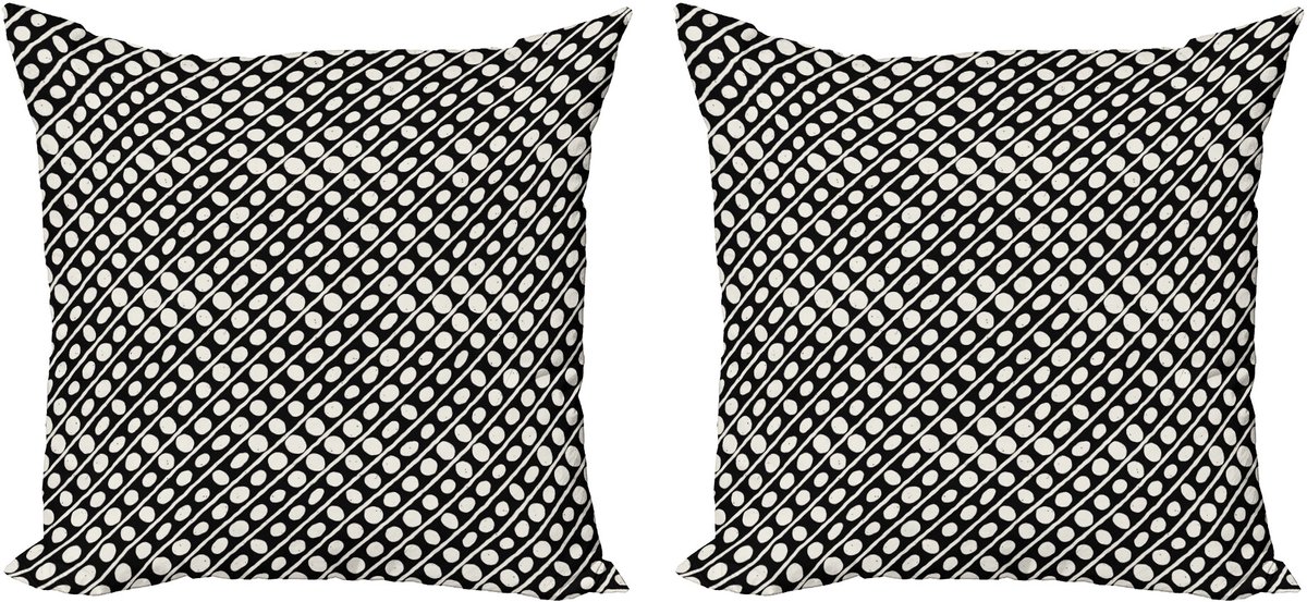 ABAKUHAUS Sierkussenhoes Zwart en Ivoor, Set van 2, Geometrische Vorm 40x40 cm, Zwart en Ivoor