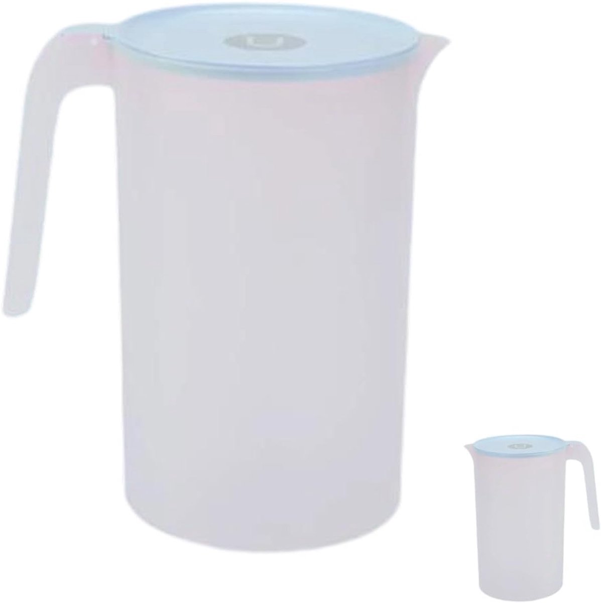 Waterkan van 2,5 liter met deksel en handvat voor thee, sap, melk en koude of warme dranken - Lichtblauw kunststof ontwerp