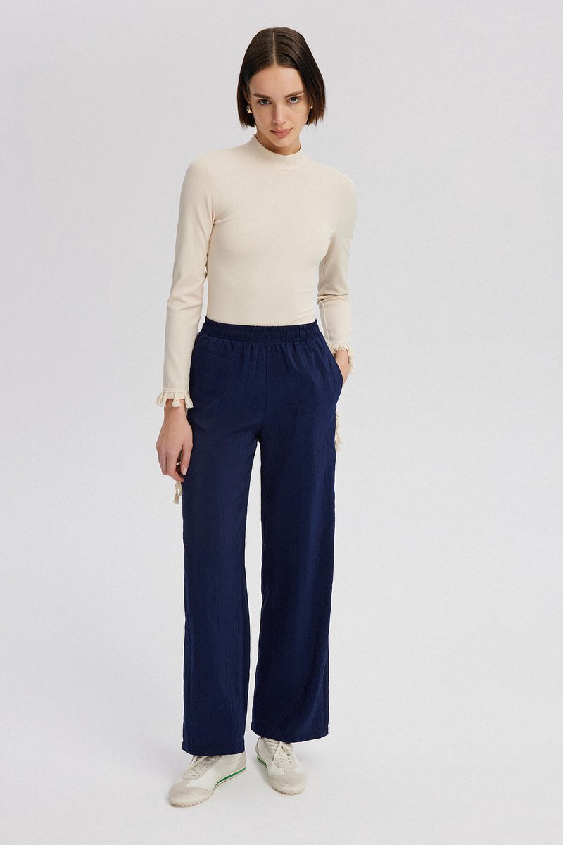 Touché Privé - Cupro broek met elastische taille - Marine - Dames