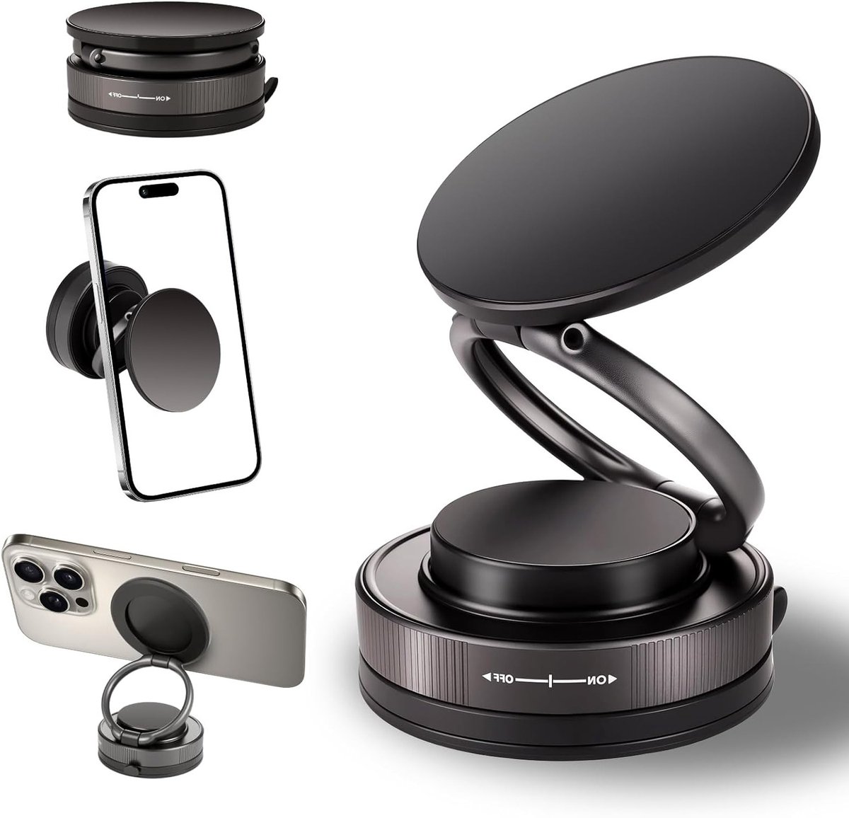 Verstelbare 360° Magnetische Telefoonhouder voor Auto - Stabiele Smartphone Bevestiging en Draaibare Montage