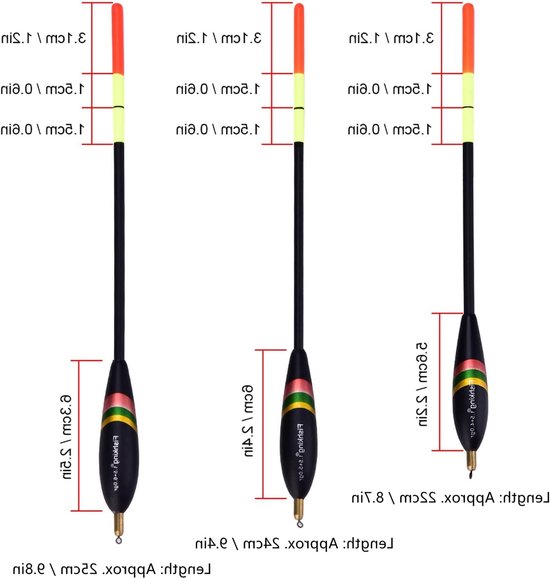 Coarse Fishing Floats Set van 3 Stuks, Gewogen Waggler Floats voor Bait en Vissen, Ideaal voor Zoetwater Visserij van Merkloos — afbeelding 5