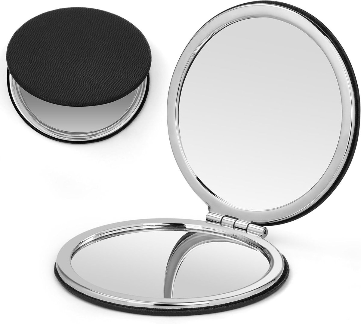 Compact Spiegel met x1/x2 Vergroting, Draagbare Make-up Spiegel voor Handtas, Dubbelzijdige Reismirror voor Vrouwen en Mannen, Ideaal voor Op Reis en Dagelijks Gebruik