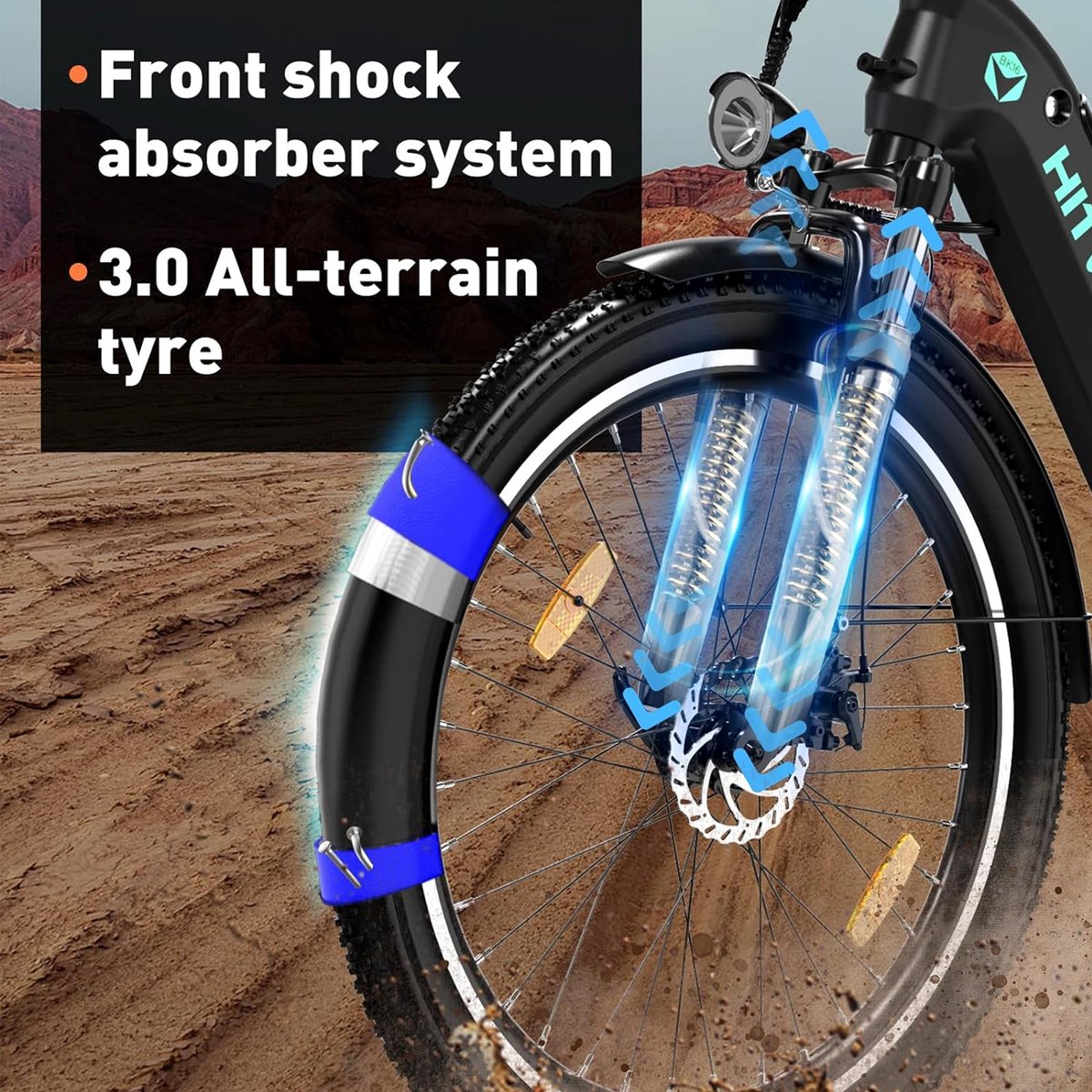 Hitway Elektrische Fiets BK16 - Trendy 26*3.0 Inch City Commuter EBike met Afneembare 48V 18Ah Lithium Batterij - Mountain E-Bike met 250W Motor - 7 Versnellingen - IP54 Waterdicht – foto 2