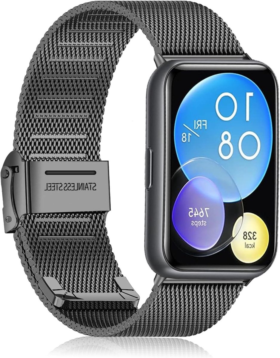 Verstelbare Mesh Woven RVS Horlogeband voor Huawei Watch Fit 2 - Ademend, Duurzaam en Comfortabel voor Mannen en Vrouwen