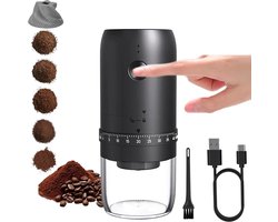 Oplaadbare Elektrische Koffiemolen - 40 Instelbare Maalniveaus, Keramische Maalkern, USB & Batterij, Compact voor Reizen en Kamperen