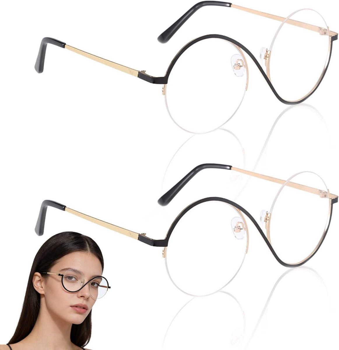 Twee Stuks Magische Accessoires met Ronde Glazen voor Feestjes, Halloween en Cosplay Thema's