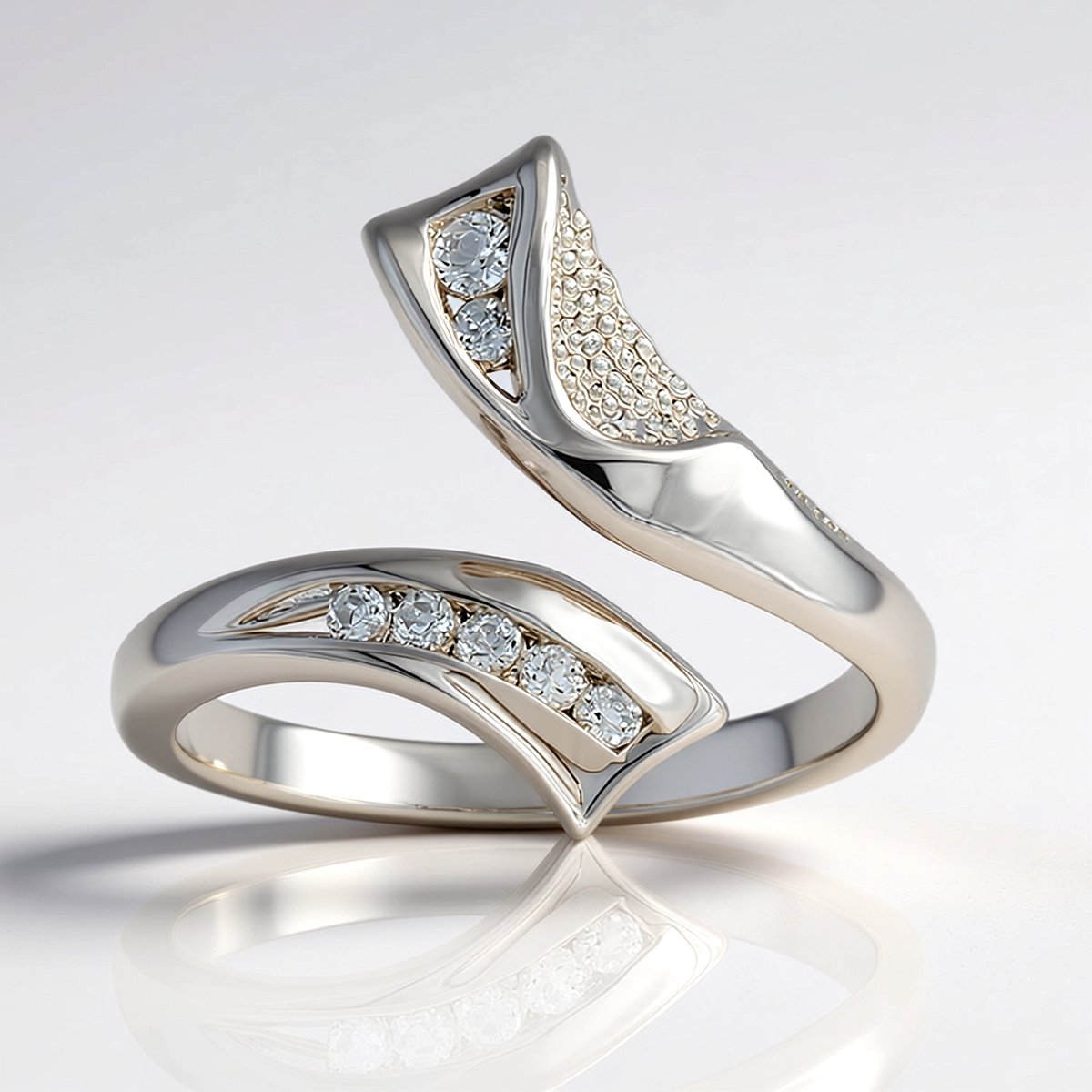 Cavill - Zilveren ring - 925 Sterling zilver - Witte topaas 0 13 ct - Modern gedraaid design met sprankelende accenten - Elegant en tijdloos