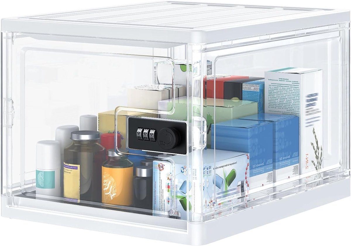 Grote Lockable Medicijnbox met Combinatieslot van 13 Liter voor Veilig Opslag van Persoonlijke Items, Voeding en Snacks
