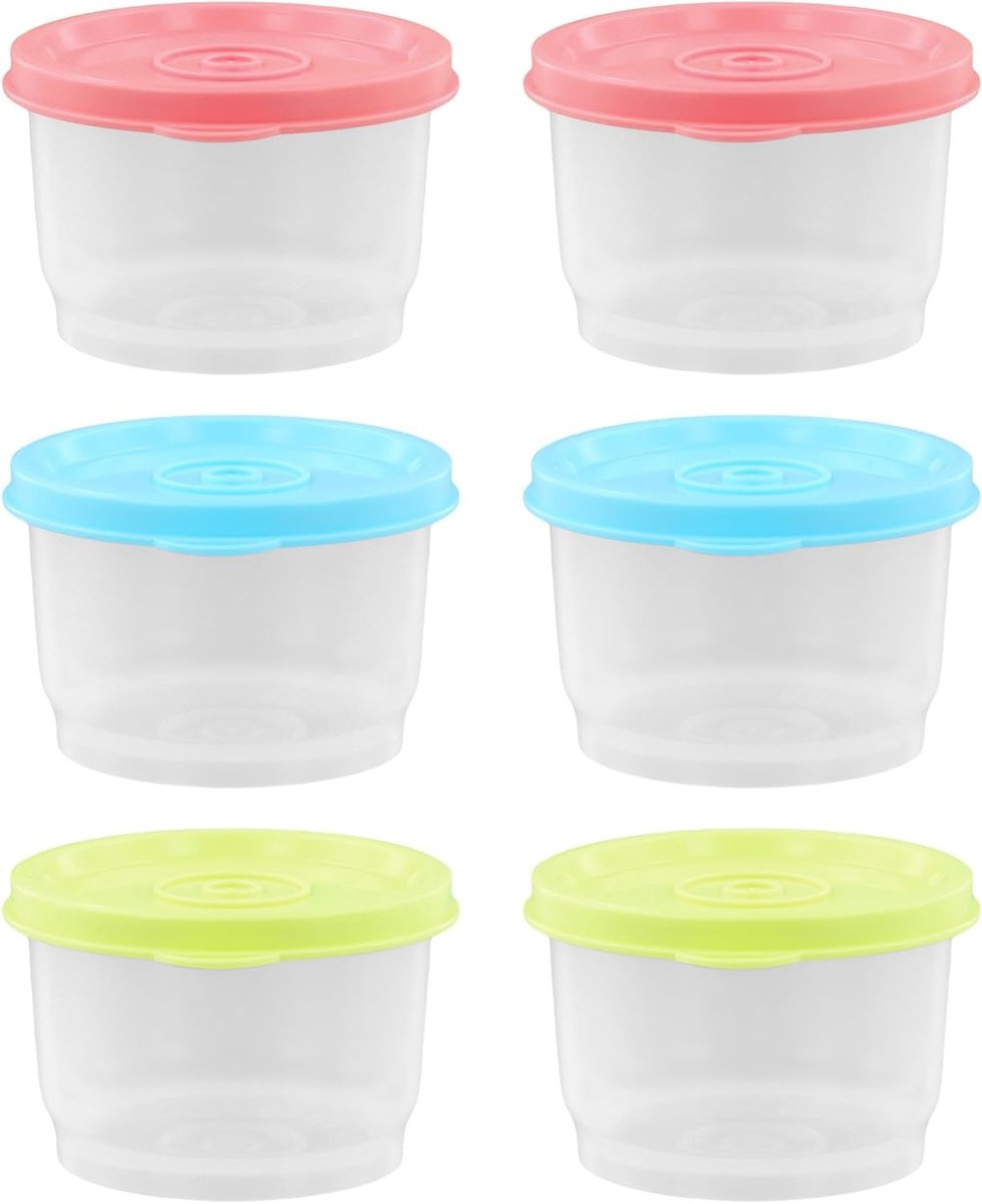 Set van 6 Kleine Voedselcontainers met Deksel, Herbruikbare Transparante Rondjes van 150ml voor Lunch, Snacks en Yogurt, Geschikt voor Magnetron en Koelkast