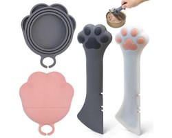 Set van 2 Kattenvoederscheppen met Deksel, Siliconen Kattenvoer Lepel in Pootvorm, Ideaal voor Nat Voer en Huisdieren