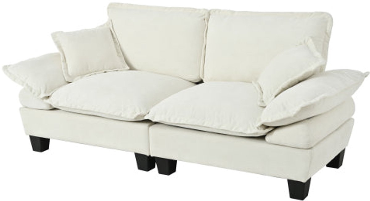 Merax 2-Zitsbank Van Chenille - Beige Loveseat Met Zachte Kussens En Gebogen Armleuningen - Compacte Sofa Voor Woonkamer Kleine Ruimtes En Appartement