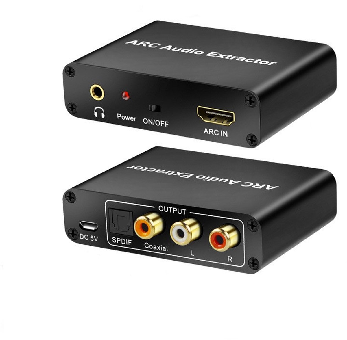 Aventrix HDMI ARC Audio Extractor – HDMI naar Optisch (Toslink), Coaxiaal & RCA Converter – 4K Ondersteuning – Inclusief kabel– Audio Splitter voor TV, Soundbar & Home Cinema