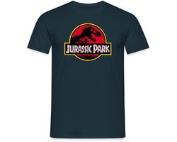 Jurassic Park Klassiek Logo In Rood Met T-Rex T-Shirt Heren
