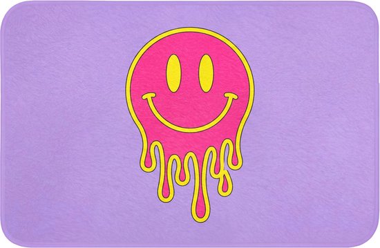 Badmat 60x40 cm - Antislip - Smiley - Drip - Neon - Badmatten voor badkamer - Badkamermat - Douchemat - Badkamer mat