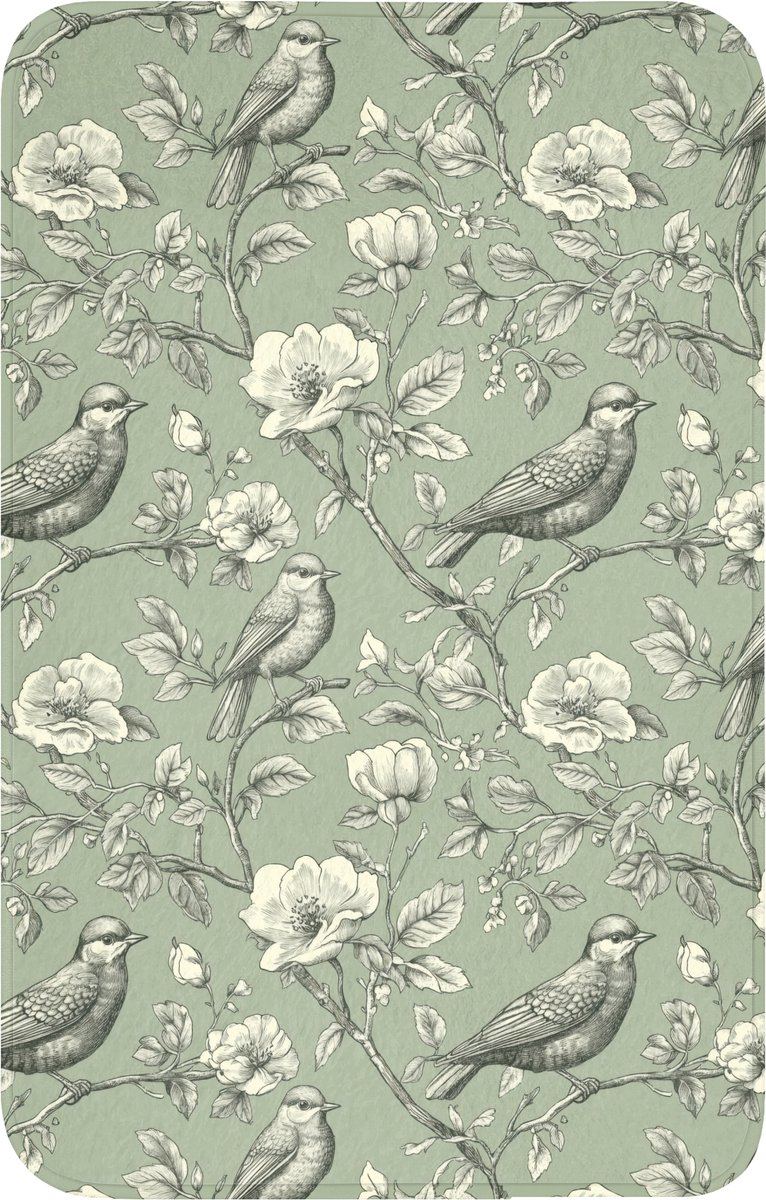 WC mat 50x80 cm - Antislip - Klassiek - Botanisch - Groen - Toiletmat - Vloermat - Douchem