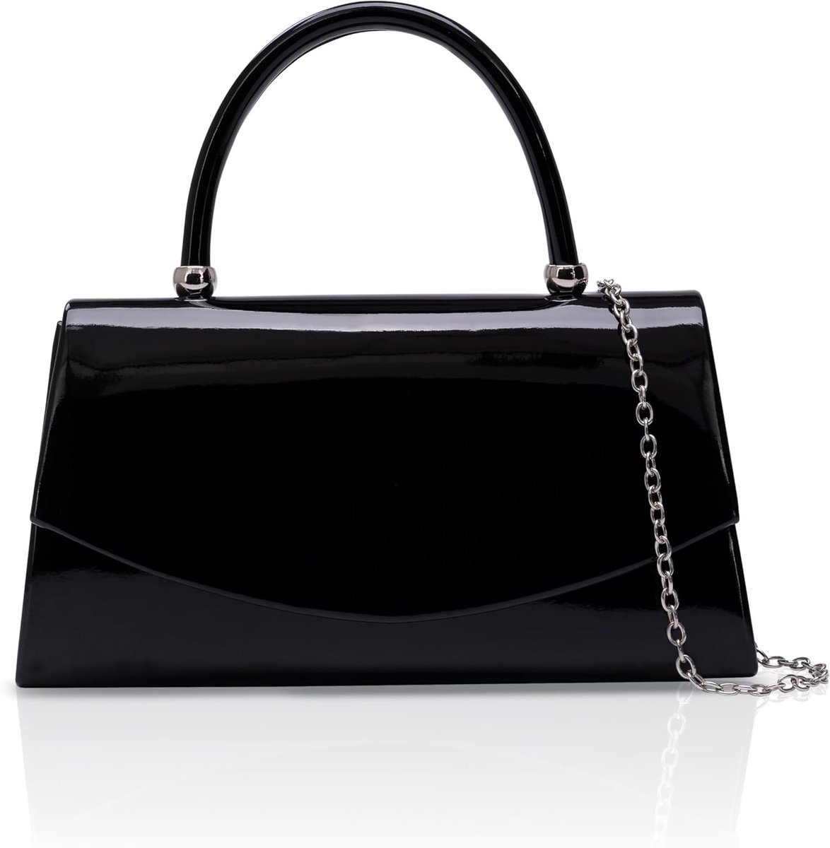 Elegante zwarte clutch van lakleer voor een chique avonduitstapje en speciale gelegenheden