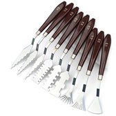 Donkerbruin zilverkleurig palet messen set 9 delig met houten handvat en roestvrijstalen mes voor kunstenaars en hobbyisten verschillende vormen en textuur gereedschap voor schilderen