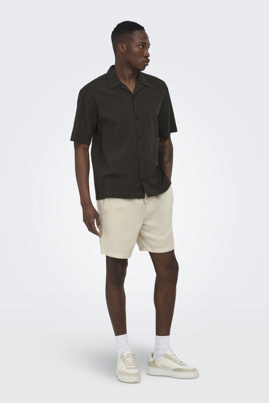 Only & Sons Overhemd Onscruz Rlx Seersucker Resort Ss Sh 22038003 Black Coffee Mannen Maat - M