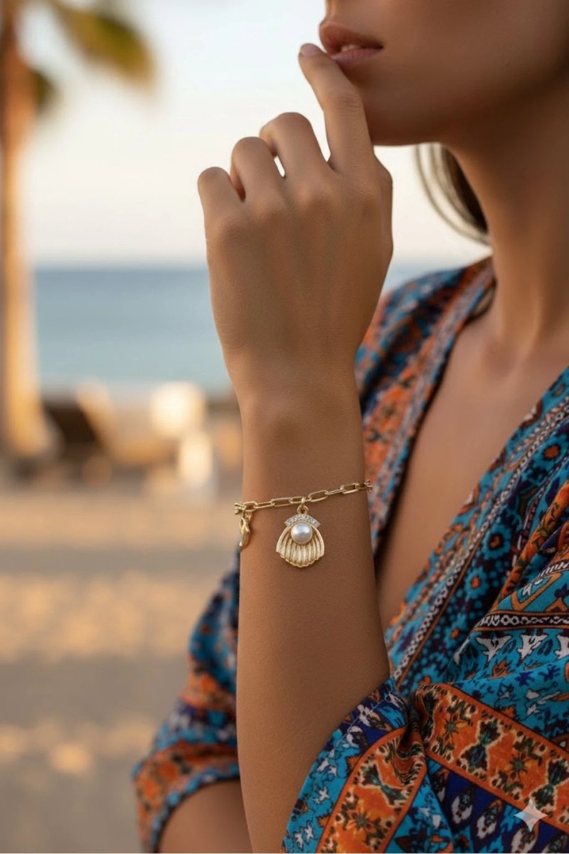 Dorvina Messing Zirkonia Parel Oester Model Goudkleurig Dames Armband Verkleurt Niet | Stijlvol en Duurzaam Sieraad
