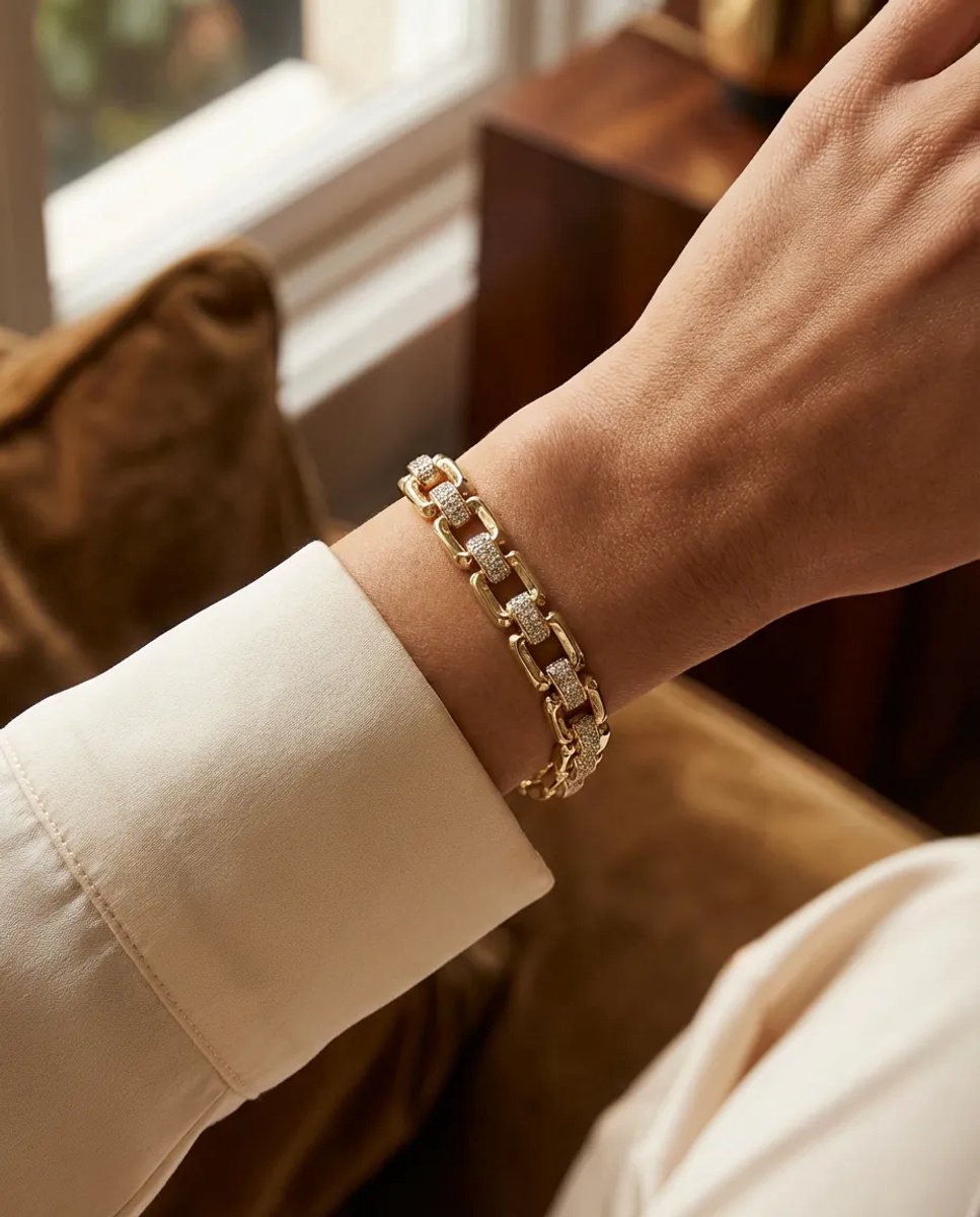 Dorvina Xuping 14K Verguld Goudkleurig Zirkonia Halat Model Kunye Dames Armband