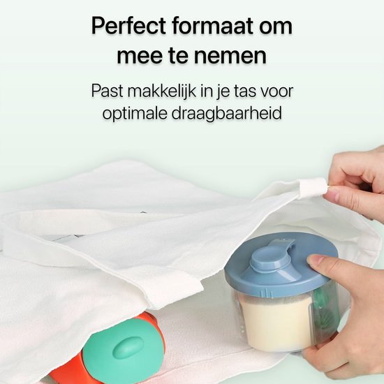 BimbelBoo® Melkpoeder Toren - Tot 160g poeder - 4 Compartimenten - Blauw - Dispenser - Doseerdoosjes - Poedertoren - Bewaardoos — afbeelding 4