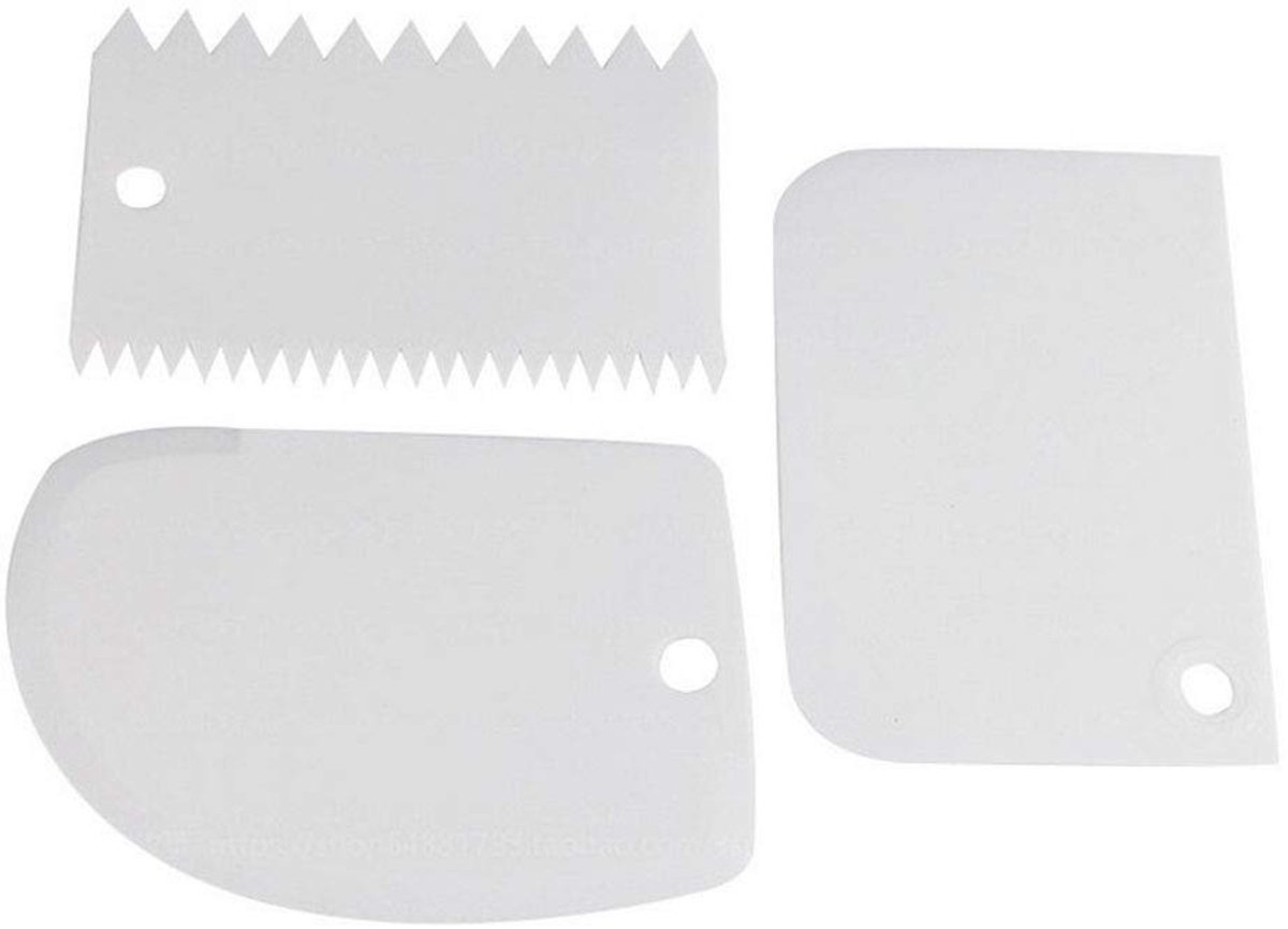 Dailygoods- Cake Schraper Set - 3 Stuks - Hoogwaardig Materiaal - Deegspatel - Keukenschraper - Fondant Decoreren - Herbruikbaar, Antistick - Deegschraper