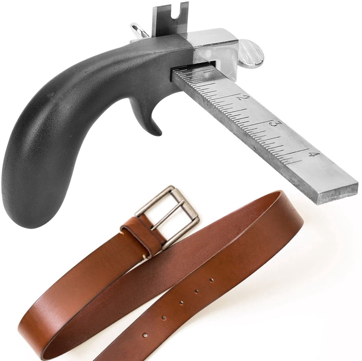 Dailygoods- Bandsnijder Professioneel - Leren Koordknipper - Aluminium Handvat - Roestvrij Staal - Tot 10 cm Breed - Precieze Sneden - Leersnijder