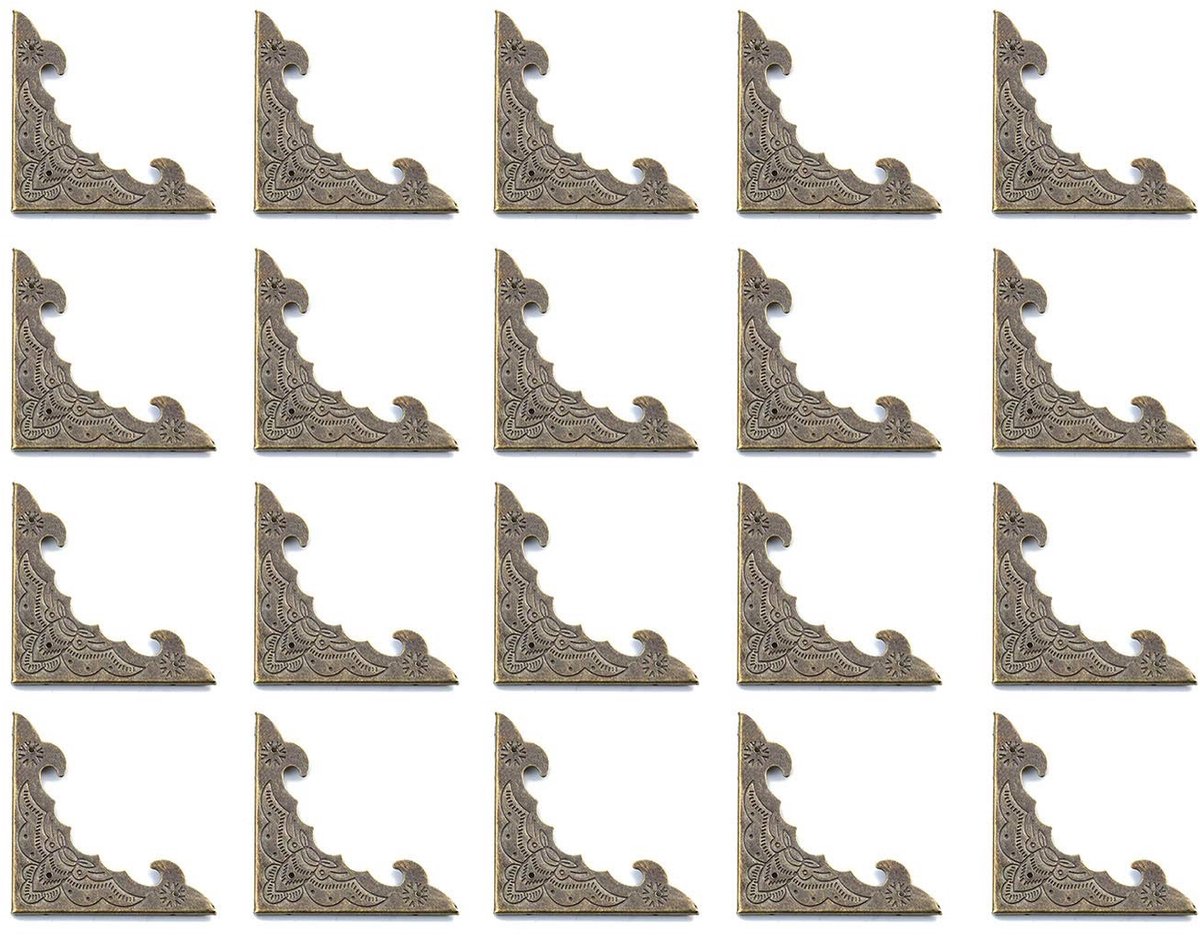 Dailygoods- Hoekbeschermer Antibotsing - Decoratieve Beugel - Vleermuis Patroon - Metalen Hoekbeschermer - Groot Pak van 20 - Veiligheid voor Wijnkist/Boekalbum