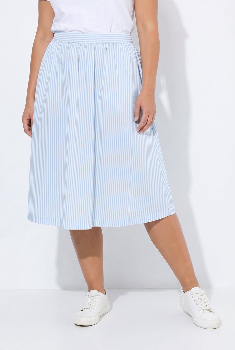 Angel of Style - Dames - Midirok A-lijn strepen elastische tailleband - Ochtend blauw - Maat 42