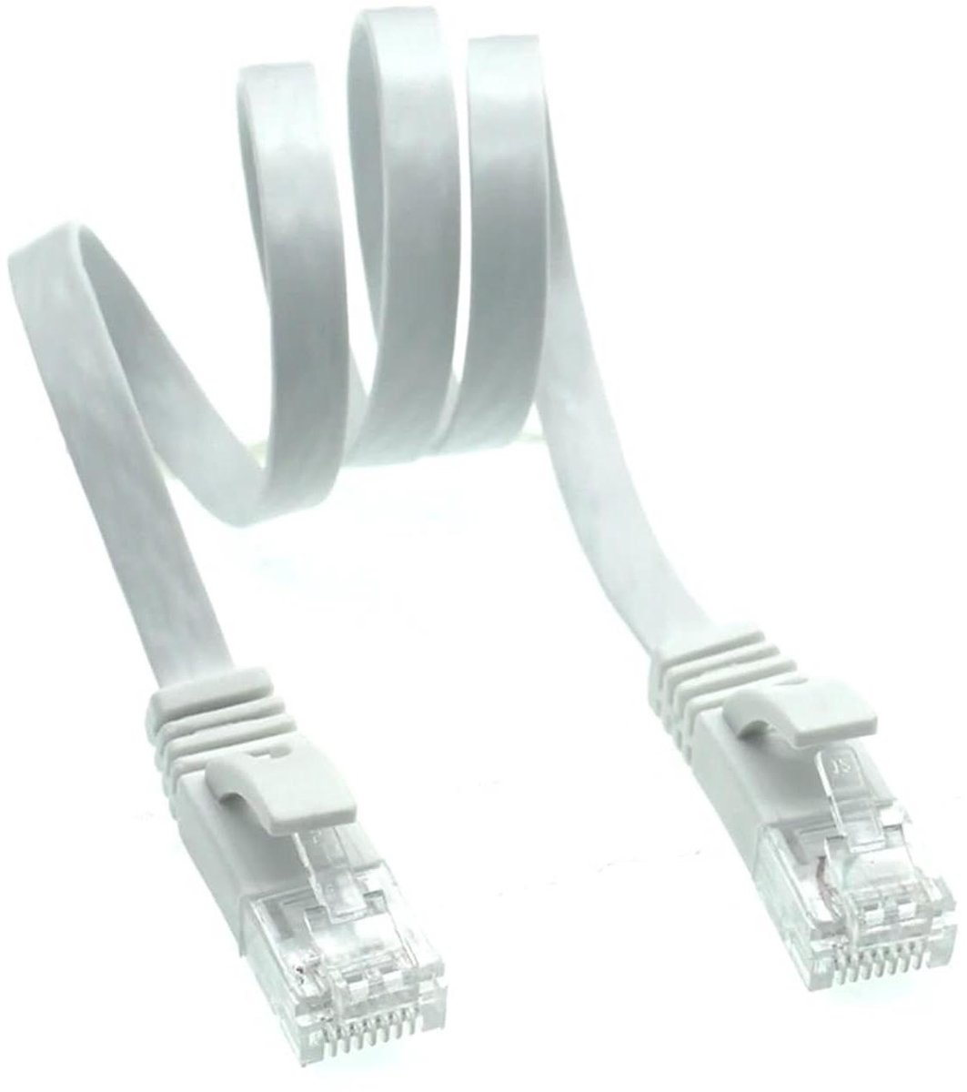 Netwerkkabel CAT 6 - Ethernet UTP kabel - Internet Verbinding - Platte Constructie - 20 meter - Wit