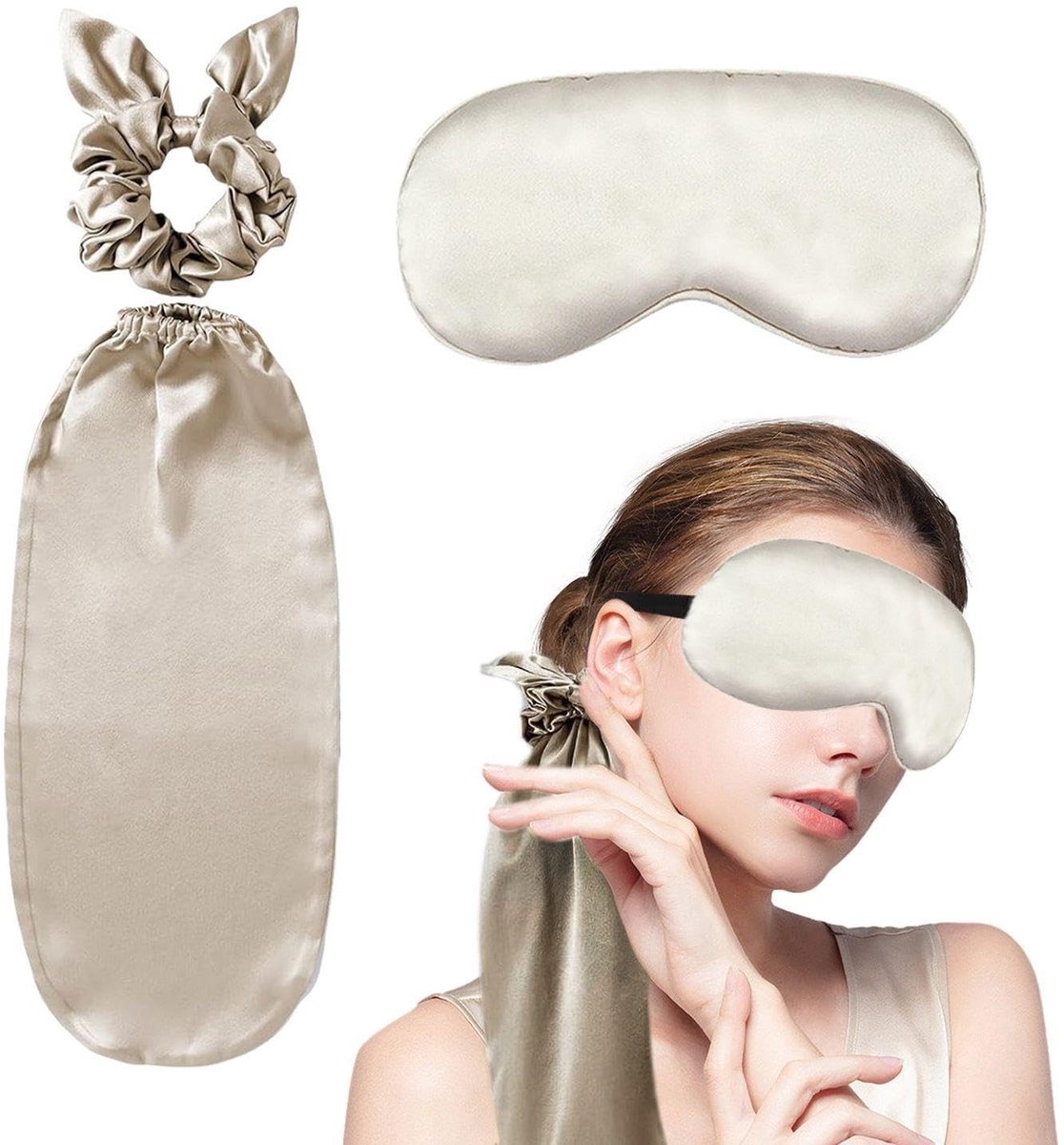 Dailygoods- Haarverzorgingspet - Elastische Haarring - Oogmasker - Kaki - One Size - Zacht en Comfortabel Materiaal - Haarmasker