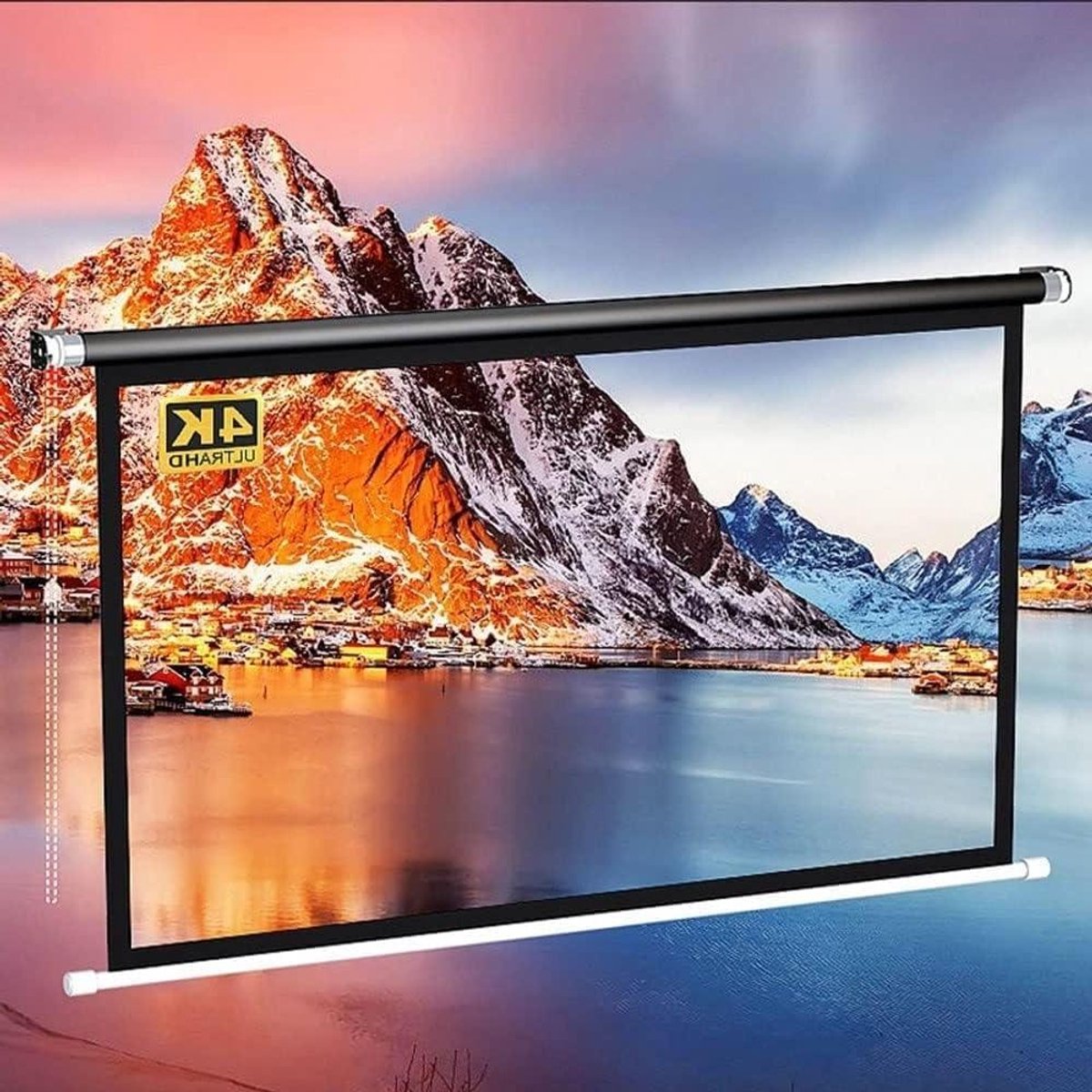 Projectiescherm - Filmscherm Oprolbaar - Thuisbioscoop Presentaties - Handmatig Neerklapbaar - 60 inch - Matwit