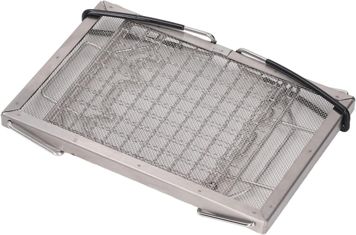 Kampeer Broodrooster - Outdoor Toaster Grill - Ontbijt Bereiden - Gelijkmatige Warmte - 25.5 x 15 cm - Zilver