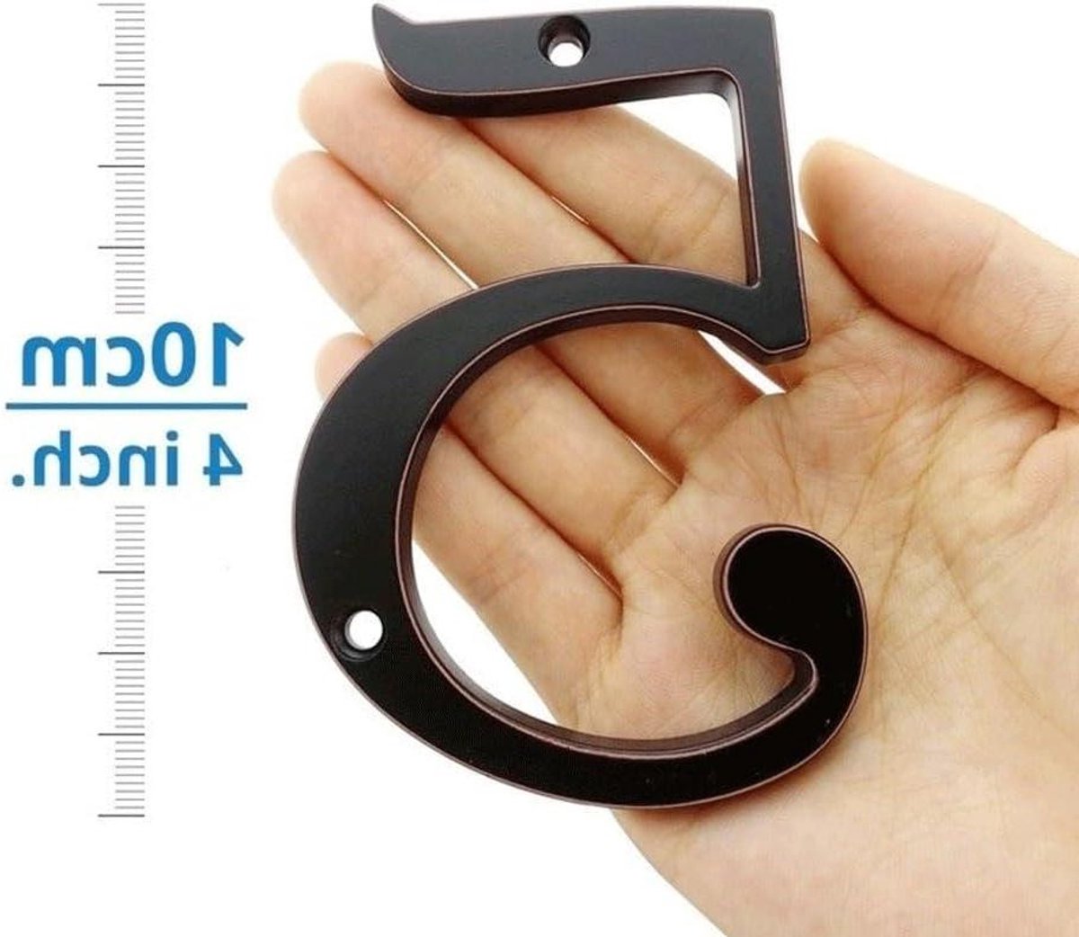 Huisnummer Teken - Adres Bord - Deur Decoratie - Waterproof Zinklegering - 4 Inch Hoog - Zwart