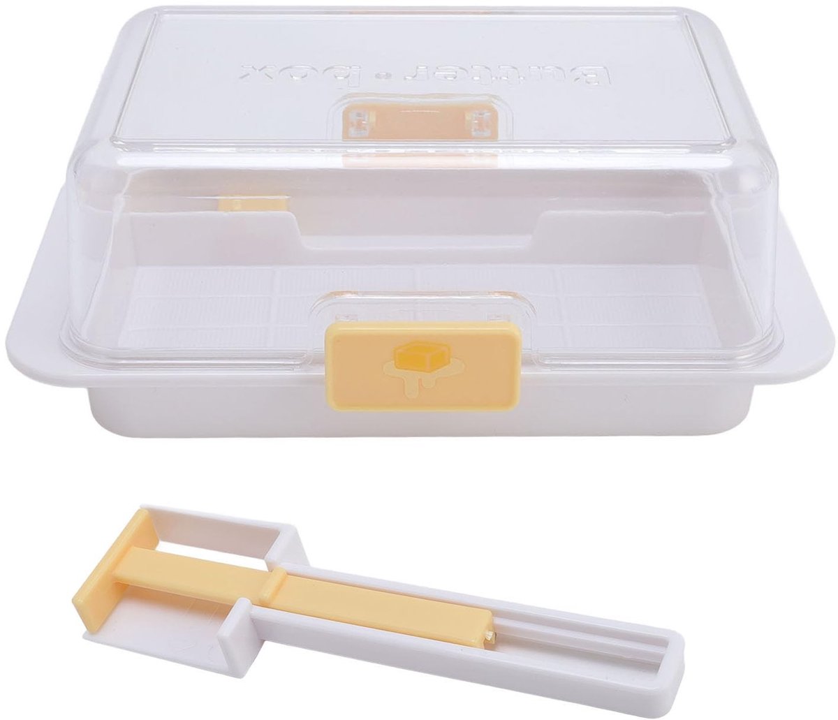 Dailygoods- Boterschotel met Snijgereedschap - Luchtdichte Boterbewaarder - Vaatwasserbestendig - 500 g Capaciteit - Compacte Afmetingen 18,5 x 11 x 6,8 cm - Duurzaam AS-Materiaal - Botervloot