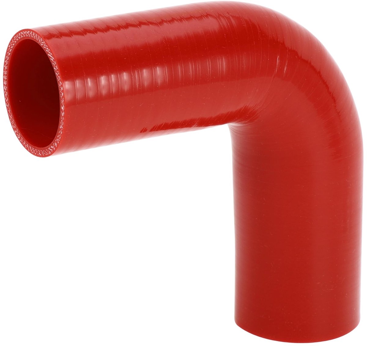 Dailygoods- Koelmiddelslang 150 mm - Siliconen - Rood - 90 graden - Binnendiameter 51-57 mm - Hoge temperatuur weerstand - Meerlaags gevlochten stof - Siliconenslang