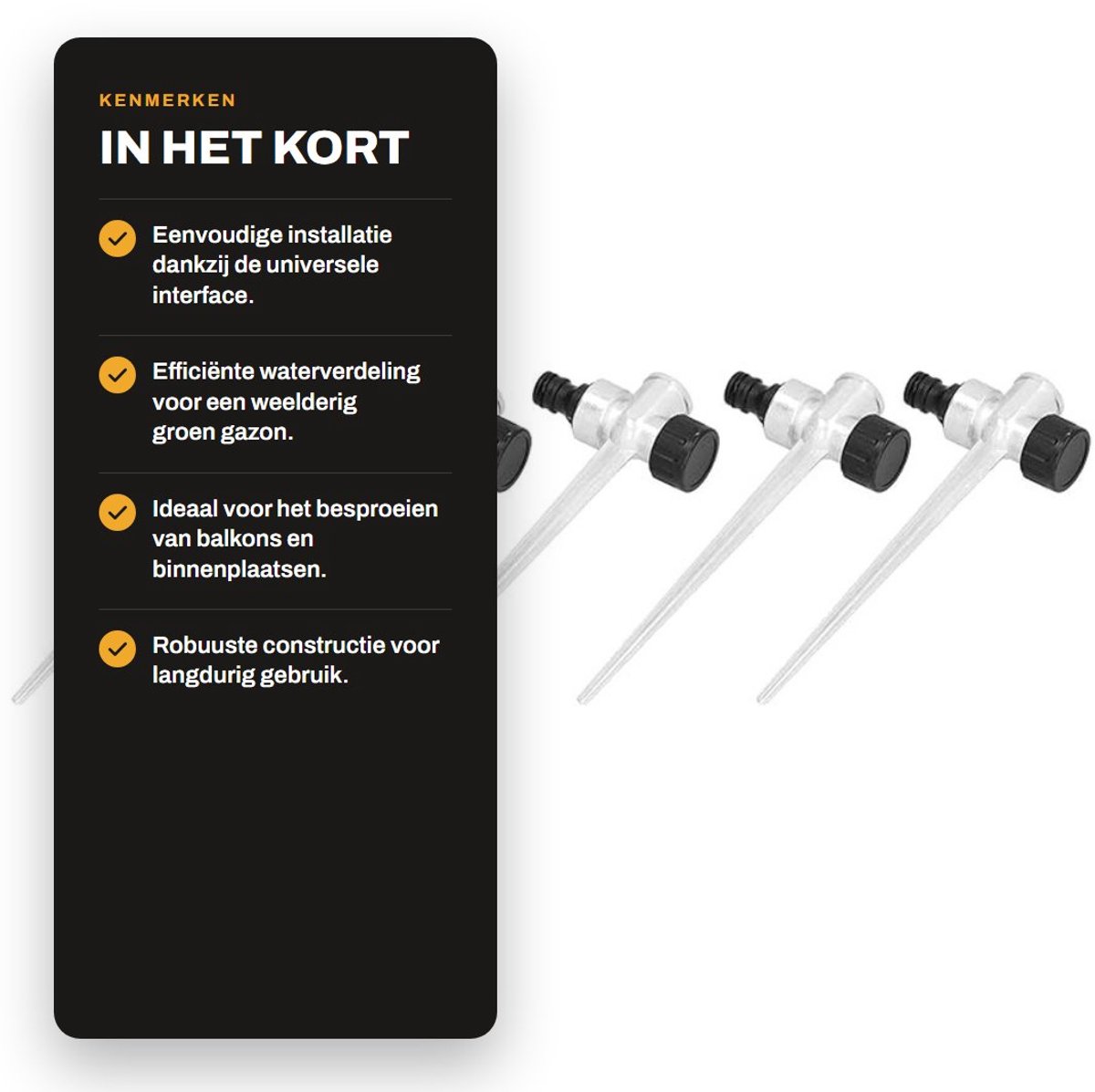 Dailygoods- Gazonsproeier Spike 5 STKS - Antiroestmetaal - 1/2 Inch Binnendraad - Universele Interface - Geschikt voor Gazonirrigatie - Afmetingen 19,5 x 7 x 3 cm - Tuinsproeier