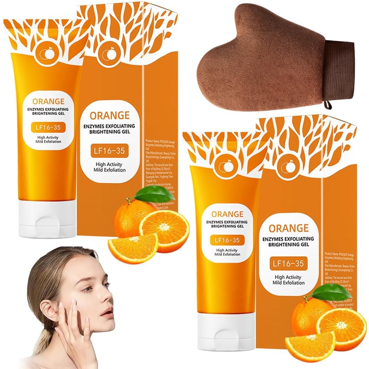 Dailygoods- Exfoliërende Gel - Zachte Peeling - Gezichtsreiniger - Natuurlijke Ingrediënten - Set van 2 - Inclusief Fluwelen Handschoenen