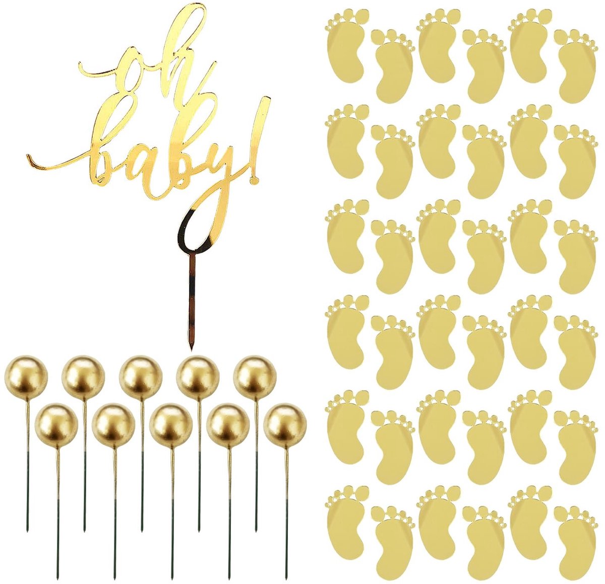 Dailygoods- Taartdecoratie Gouden Set - Taartdecoratie Voet - Cake Plug-Ins - Verjaardagstaart Decoratie - Partij Dessert Decoratie - Duurzaam Acryl - Taartversiering