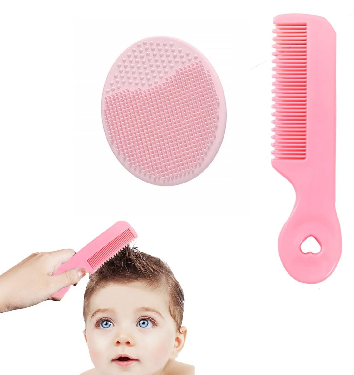 Dailygoods- Baby Borstel en Kam Set - 2 Stuks - Milieuvriendelijk - Hoofdhuidmassage - Voorkomt Ophopingen - Gezondere Hoofdhuid - Babyborstel