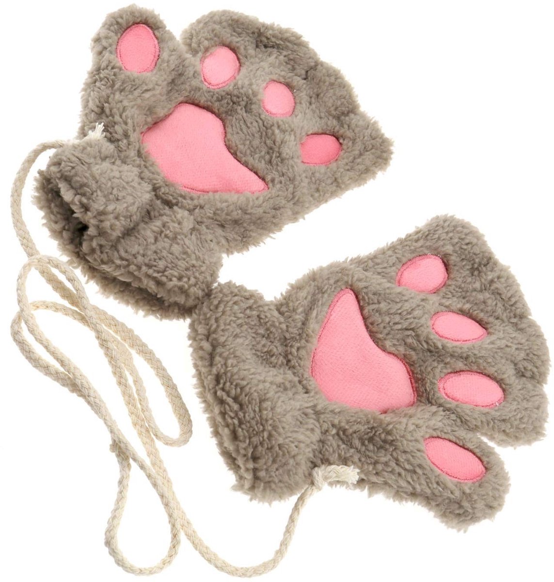 Dailygoods- Handschoenen Vingerloos Winter - Vingerloze Handschoenen Dames - Kattenpoot Design - Katoenmix - Elastisch - Eén Maat