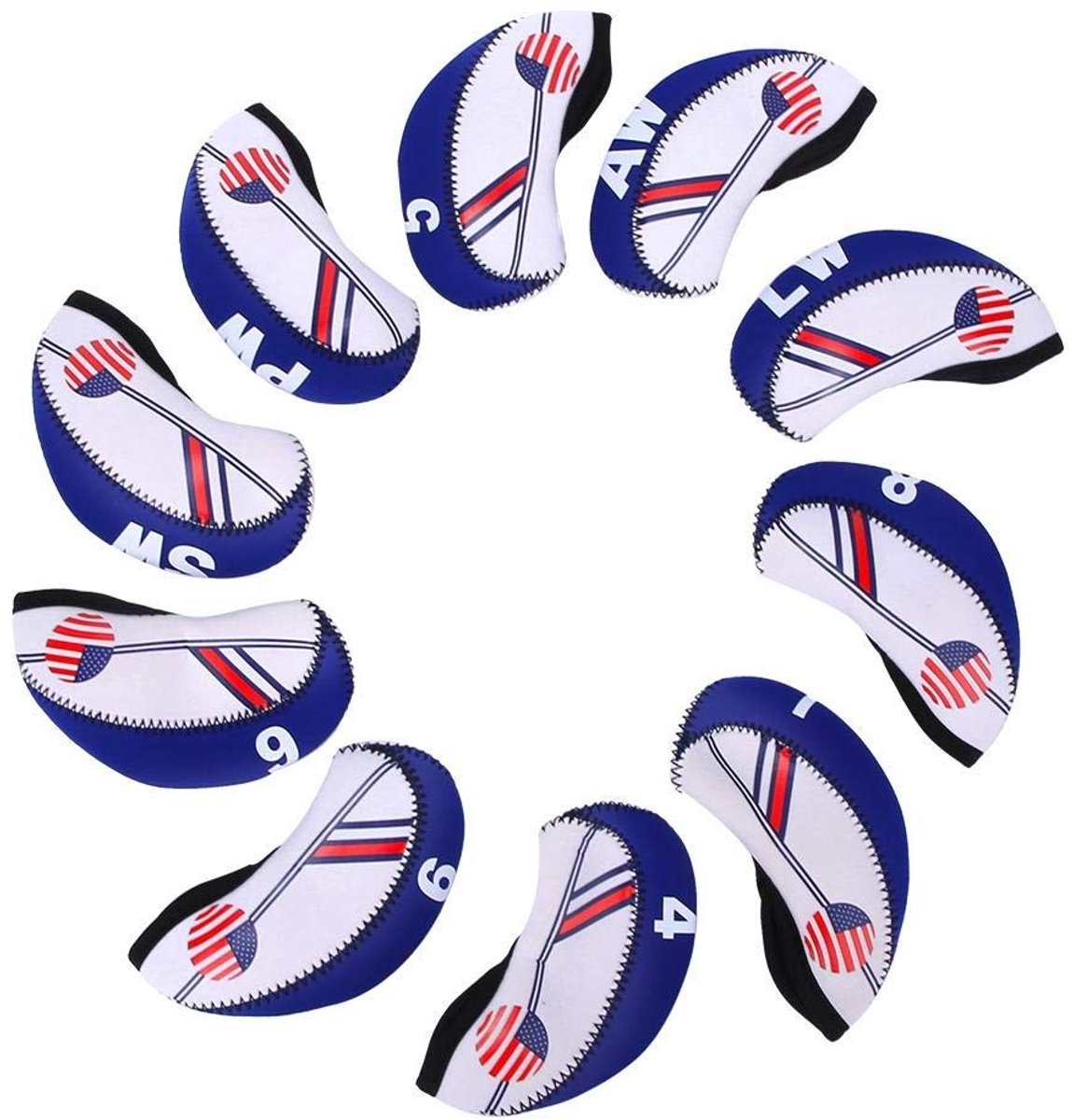 Dailygoods- Golf Iron Head Covers 10 Stuks - Doek Golfclub Cover - Beschermhoes - Slijtagepreventie - Handig voor Golfers - Ca. 13.5x6.5cm - Golfclubhoes