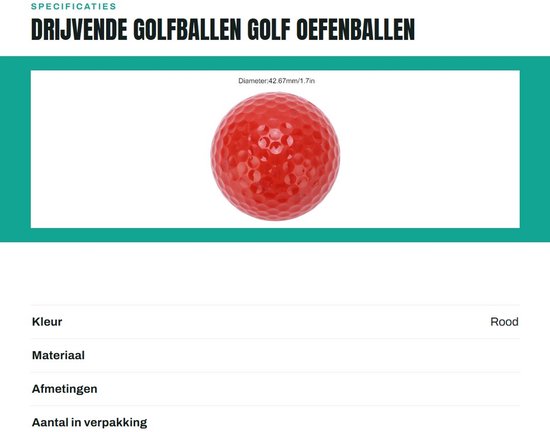 Zeynomax - Drijvende golfballen - Golf oefenballen - Ideaal voor training - Rood - Waterdicht en lichtgewicht - Geschikt voor alle golfers - 2 lagen van Merkloos — afbeelding 3