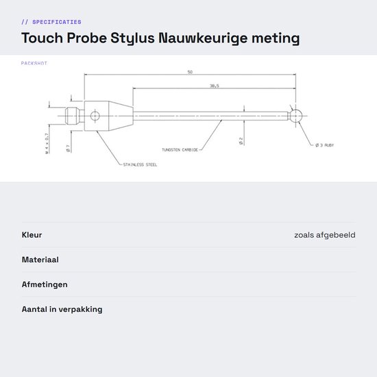 Dailygoods- Touch Probe Nauwkeurig - Cmm Stylus - M4 Draad - 3mm Tip — afbeelding 3