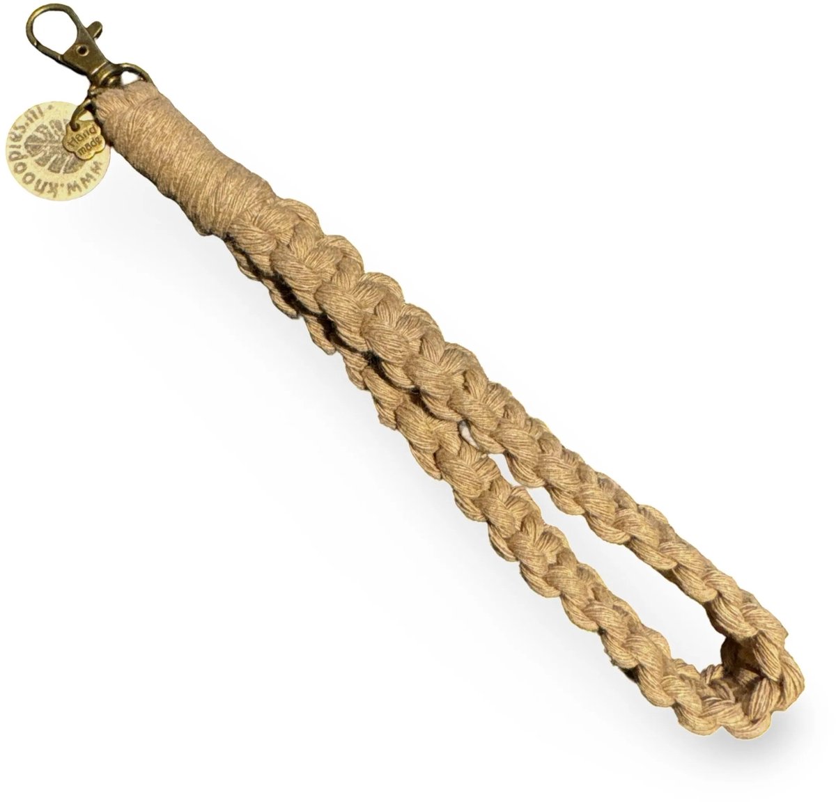 Macramé Pols Keycord - Squared - Beige - Katoenkoord - Prijs per Stuk - Inclusief Verzendkosten