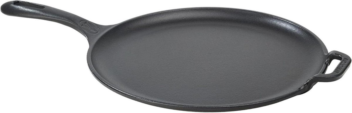 Grillpan Gietijzer - Pizza pan Koekenpan - Pizza Bakken - PTFE en PFOA Vrij - 30 cm - Zwart