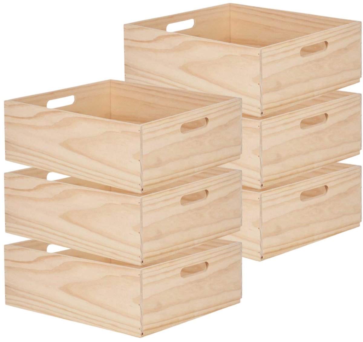 Giftdecor opbergkist Praag - 6x - 40 x 35 x 14 cm - hout - natuurlijke look